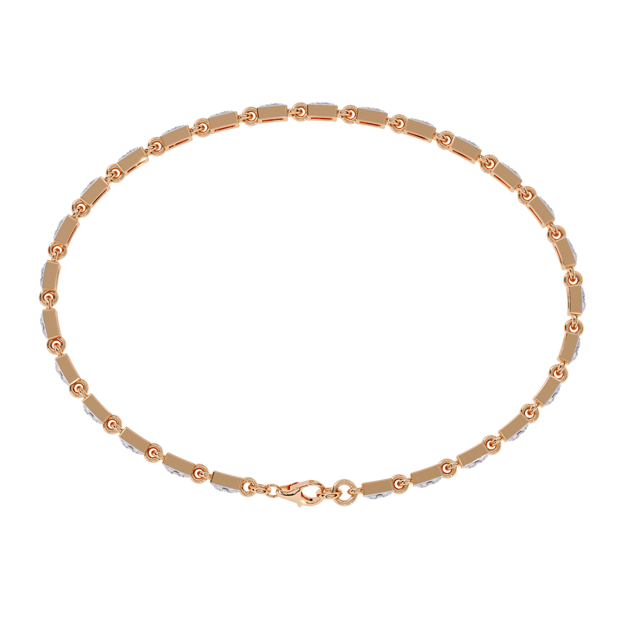 Solitairekart 0.45ct Two-Tone Square Set Natural Diamond Bracelet-HI Color, VS-SI Clarity